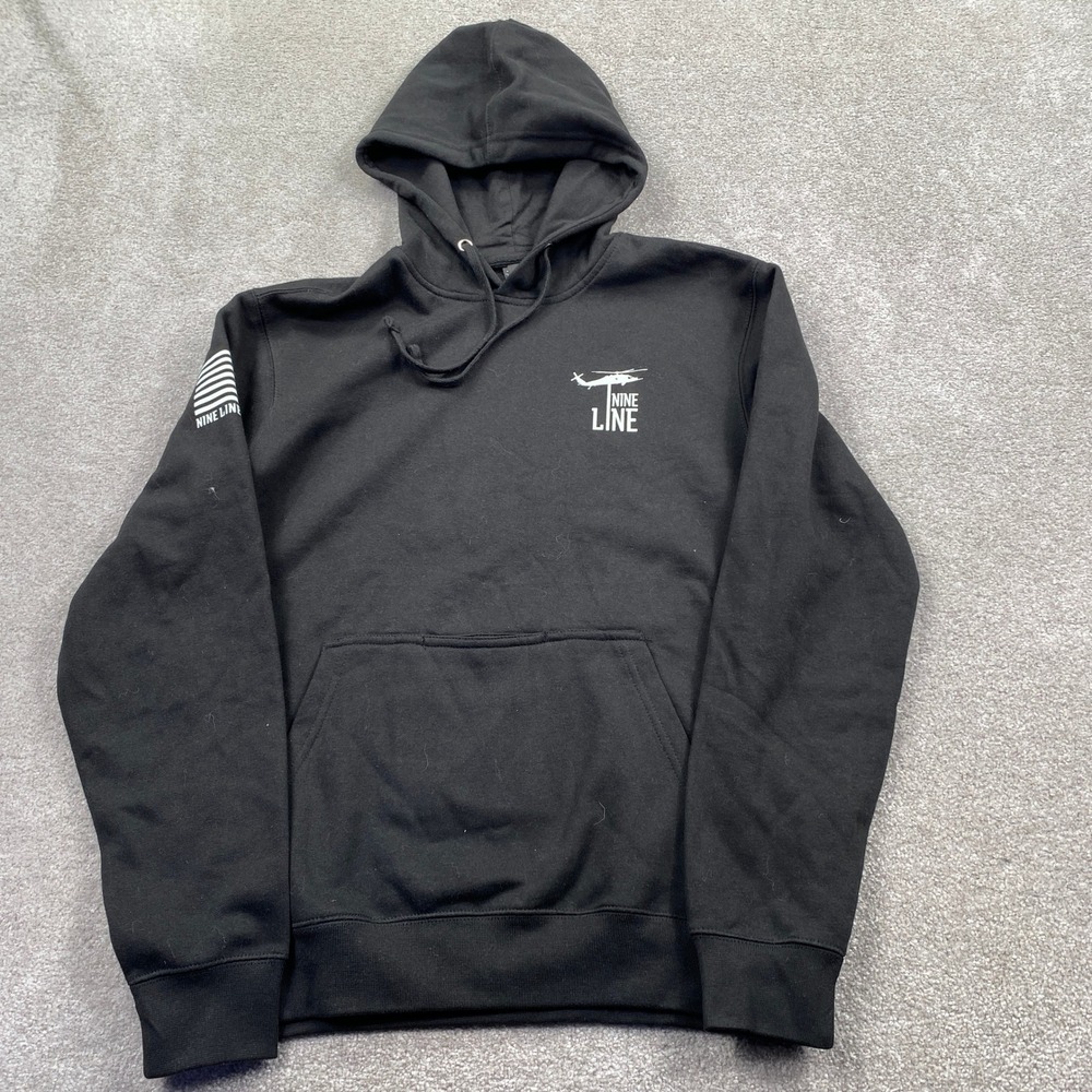 Nine Line Apparel Hoodie Mens Medium Black Matthew 5:10 Angel Graphic Fleece